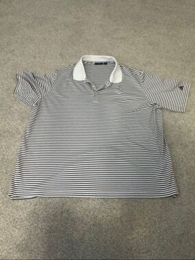 Adidas Black & White Stripe Pinehurst Golf Shirt